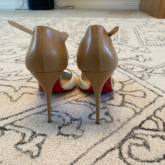Christian Louboutin Tan and Cream Strappy Heels - Picture 6 of 11